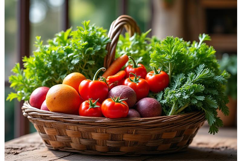 Košík plný čerstvej zeleniny z farmárskeho trhu, slovenské prostredie