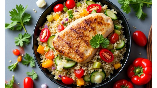 Quinoa šalát s čerstvou zeleninou a avokádom